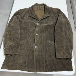 Vintage Sir Jac‎ Brown Corduroy Car Coat Faux Fur Lined Jacket Mens XL